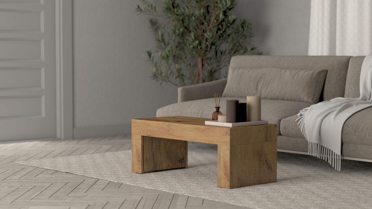 Evolution low Coffee Table 35.4 x 15.7 in, Rustic Oak set image 2