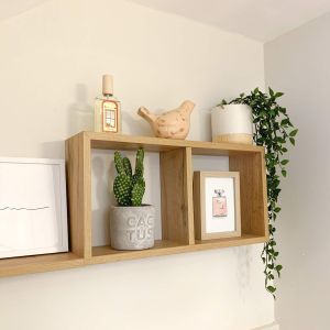 Wall-mounted Cube Shelf, First, Rustic Oak