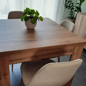 Square extendable dining table, Eldorado, 35,4(70,9)x35,4 in, Rustic Oak