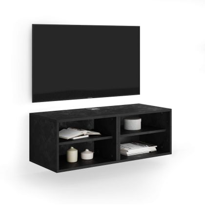 X Wall TV Unit without Door, Concrete Effect, Black main image