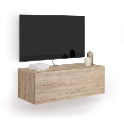 Easy Wall TV Unit with Flap Door, Oak