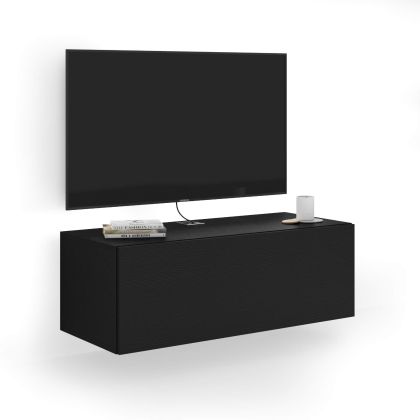 Easy Wall TV Unit with Flap Door, Ashwood Black