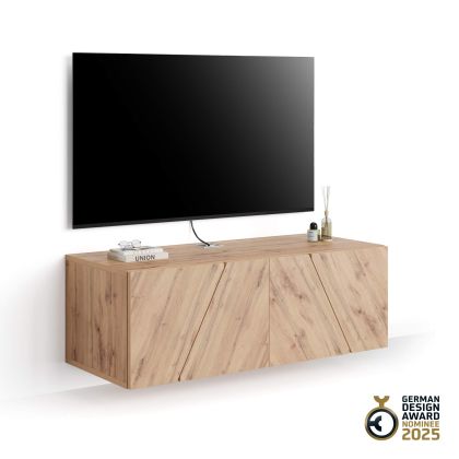 Emma Wall TV Unit with Door, Rustic Oak main image