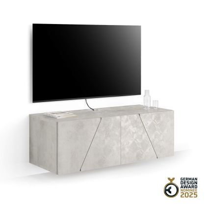 Emma Wall TV Unit with Door, Concrete Effect, Grey main image