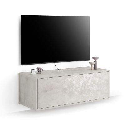 Iacopo Wall TV Unit with Drawer, Concrete Effect, Grey