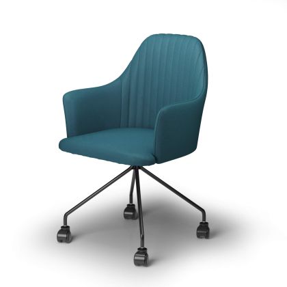 Office Chair with Casters, Romina with Petrol Blue Armrests