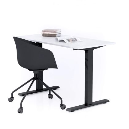 Clara Fixed Height Desk 47.2 x 23.6 in Concrete Effect, White with Black Legs main image