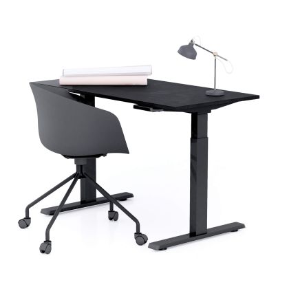 Clara Electric Standing Desk 47.2 x 23.6 in Concrete Effect, Black with Black Legs