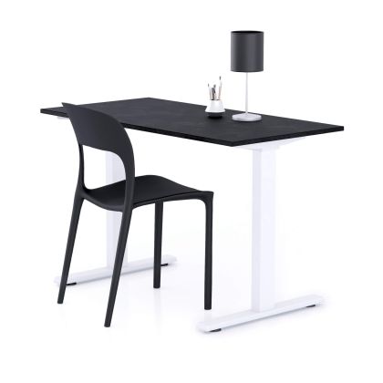 Clara Fixed Height Desk 47.2 x 23.6 in Concrete Effect, Black with White Legs main image