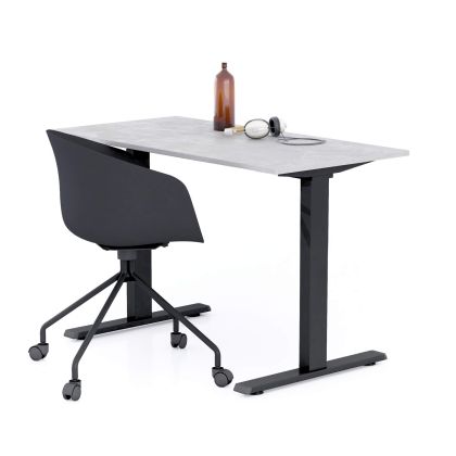 Clara Fixed Height Desk 47.2 x 23.6 in Concrete Effect, Grey with Black Legs main image