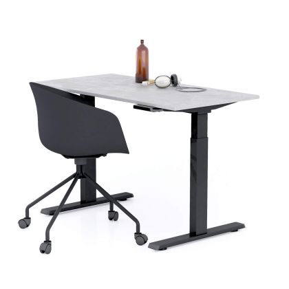 Clara Electric Standing Desk 47.2 x 23.6 in Concrete Effect, Grey with Black Legs