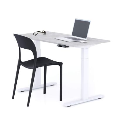 Clara Electric Standing Desk 47.2 x 23.6 in Concrete Effect, Grey with White Legs