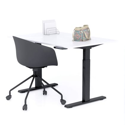 Clara Electric Standing Desk 47.2 x 31.4 in Concrete Effect, White with Black Legs