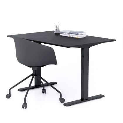 Clara Fixed Height Desk 47.24 x 31.49 in Concrete Effect, Black with Black Legs main image