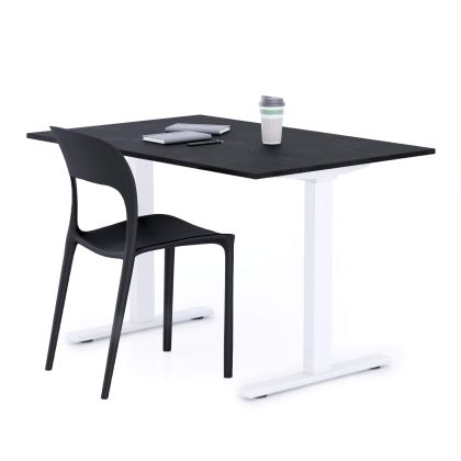 Clara Fixed Height Desk 47.24 x 31.49 in Concrete Effect, Black with White Legs main image