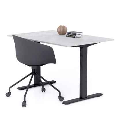 Clara Fixed Height Desk 47.24 x 31.49 in Concrete Effect, Grey with Black Legs main image