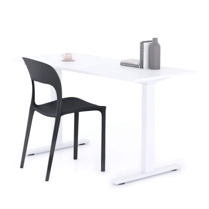 Clara Fixed Height Desk 55.11 x 23.62 in Concrete Effect, White with White Legs main image