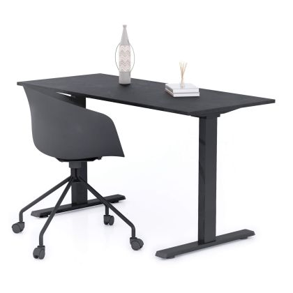 Clara Fixed Height Desk 55.11 x 23.62 in Concrete Effect, Black with Black Legs main image