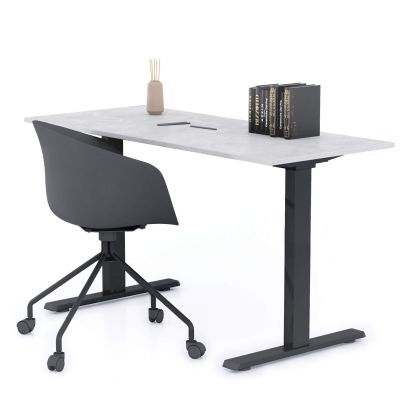 Clara Fixed Height Desk 55.11 x 23.62 in Concrete Effect, Grey with Black Legs main image