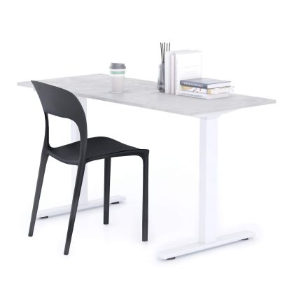 Clara Fixed Height Desk 55.11 x 23.62 in Concrete Effect, Grey with White Legs main image