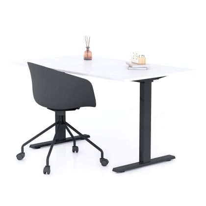 Clara Fixed Height Desk 55.11 x 31.49 in Concrete Effect, White with Black Legs main image