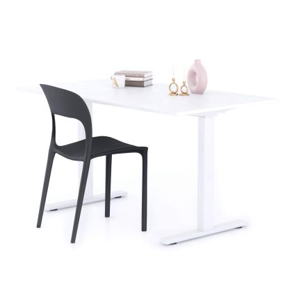 Clara Fixed Height Desk 55.11 x 31.49 in Concrete Effect, White with White Legs main image