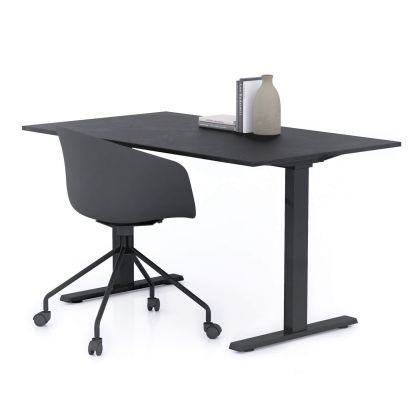 Clara Fixed Height Desk 55.11 x 31.49 in Concrete Effect, Black with Black Legs main image