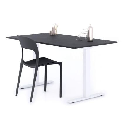 Clara Fixed Height Desk 55.11 x 31.49 in Concrete Effect, Black with White Legs main image