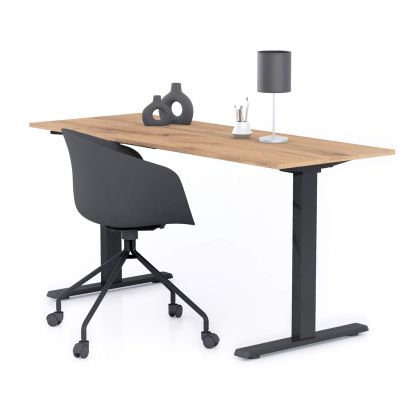 Clara Fixed Height Desk 62.99 x 23.62 in Rustic Oak with Black Legs main image