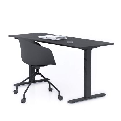 Clara Fixed Height Desk 62.99 x 23.62 in Concrete Effect, Black with Black Legs main image