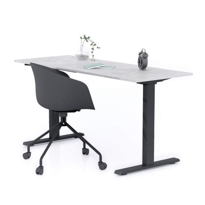 Clara Fixed Height Desk 62.99 x 23.62 in Concrete Effect, Grey with Black Legs main image