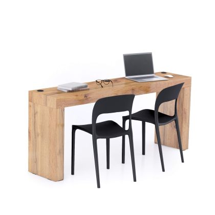 Evolution Desk 70.9 x 15.7 in, with Wireless Charger, Rustic Oak with Two Legs