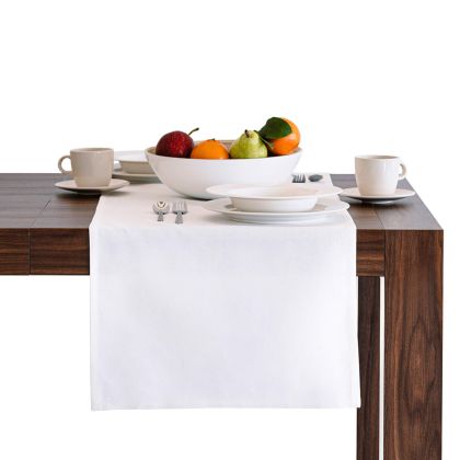 Gioele Cotton table runner 17.71 x 59.05 in, White