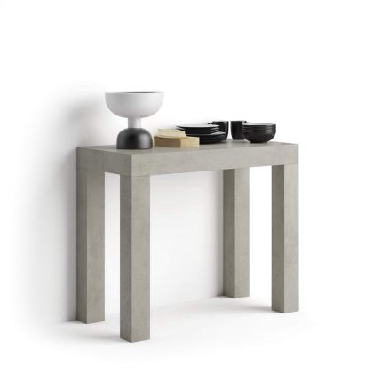 First, Extendable Console Table, Concrete Effect, Grey