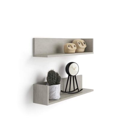 Set of 2 Luxury Shelves, Concrete Effect, Grey