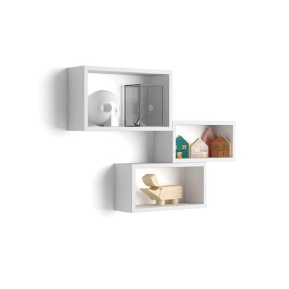 Set of 3 Rectangular Cube Shelves, Giuditta, Matt White main image