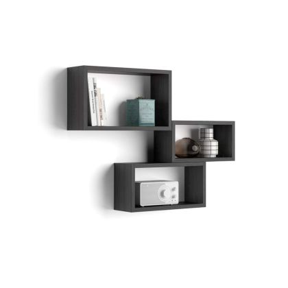 Set of 3 Rectangular Cube Shelves, Giuditta, Ashwood Black main image