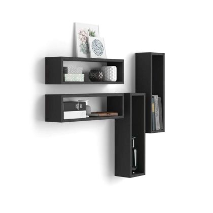 Set of 4 Iacopo cube wall units, Ashwood Black