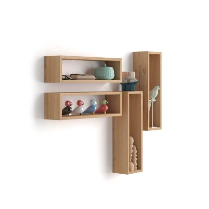 Set of 4 Iacopo cube wall units, Rustic Oak