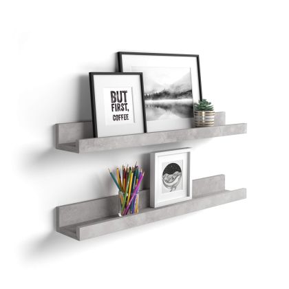 Set of 2 First picture shelves, 23.62 in, Concrete Effect, Grey