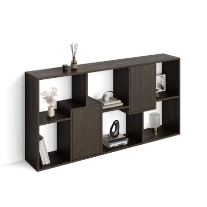 Iacopo XS Bookcase with panel doors (63.31 x 31.5 in), Dark Walnut