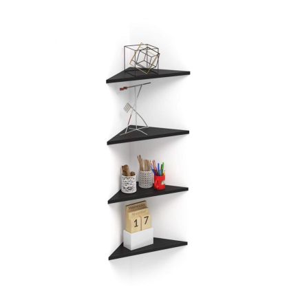 Set of 4 Corner Shelves, Easy, Ashwood Black main image