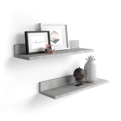 Set of 2 Rachele shelves, 31.49 in, Concrete Effect, Grey