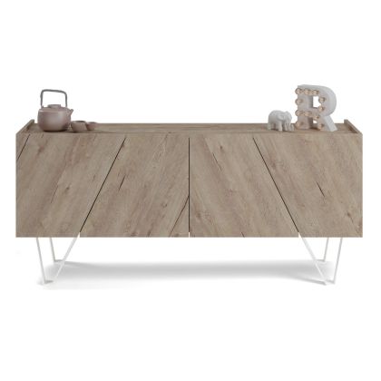 Emma 4-door Sideboard with white legs, Oak