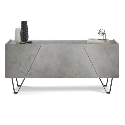 Emma 4-door Sideboard with black legs, Concrete Effect, Grey