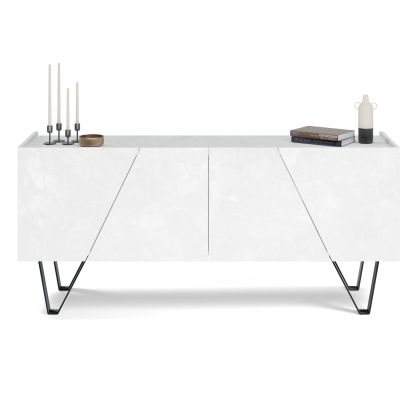 Emma 4-door Sideboard with black legs, Concrete Effect, White