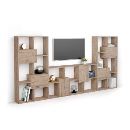 Iacopo, TV wall unit, Oak with doors