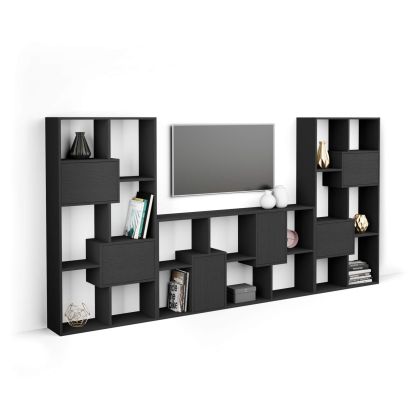 Iacopo TV wall unit, Ashwood Black with doors