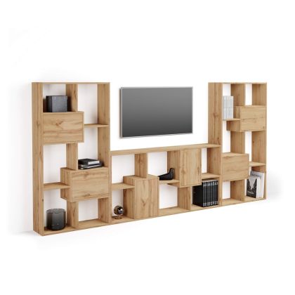 Iacopo, TV wall unit, Rustic Oak with doors