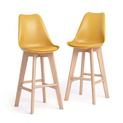 Greta nordic style stools, Set of 2, Mustard Yellow